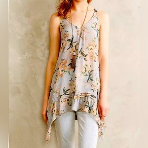 Anthropologie Maeve Magda floral ruffle tunic
